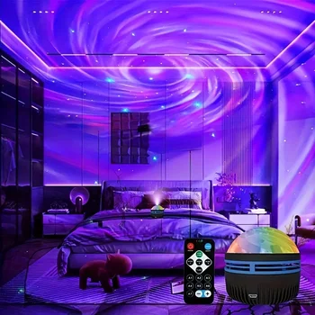LED-Nachtlichter, Galaxie-Projektor, Fernbedienung, 5 V, USB wiederaufladbar, Sternenhimmel-Lampe, DMX-Sound