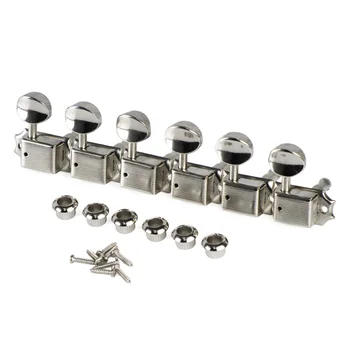 FLEOR 6-in-linie Vintage Maschine Mechaniken Elektrische Gitarre Tuning Keys Pegs Nickel Silber für FD ST