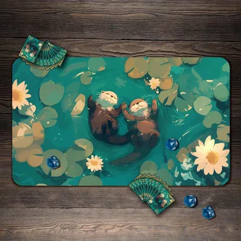 Playmat, Spielmatte mit lustigen Ottern, TCG-Spielmatte mit Zonen-Dekoration, Gamer-Mauspad, großes Mauspad