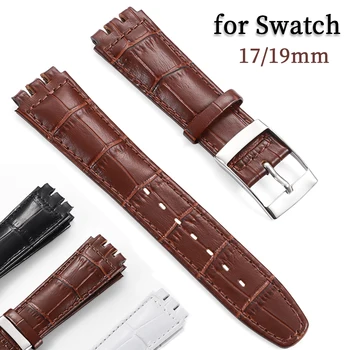 Uhrenarmband für Swatch, 17 mm, 19 mm, echtes Leder, Armband für Herren und Damen, wasserdicht, weiches