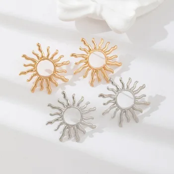 1 paar Mode Temperament Elegante Sonne Blume Stud Ohrringe Für Frauen Mädchen Vielseitig Ohrring Schmuck