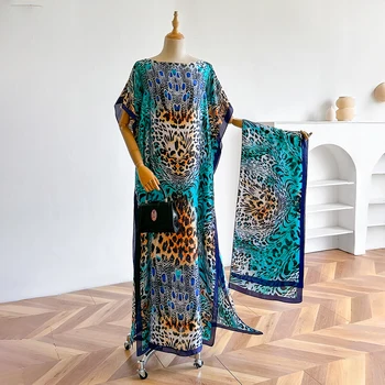 Afrikanische Mode Kurzarm Farbiges Muster Dubai Damen Sommer Echte Seide Weicher Druck Locker Sitzender