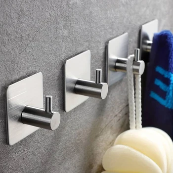 Moderner Edelstahl-Klebehaken für die Aufbewahrung von Kleidung, Hüten und Unordnung im Badezimmer, Zimmer