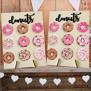 Holz Donut Ständer Hochzeit Dekoration Wand Dessert Donut Tisch Halter Baby Dusche Geburtstag Party Tisch