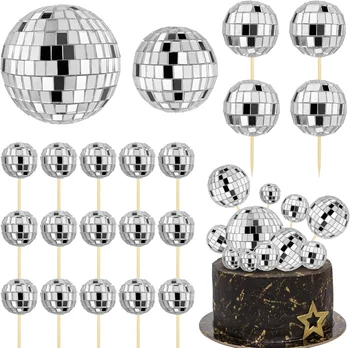 Spiegelkugel Kuchen Dekoration Silber Disco Kugeln Kuchen Topper Disco 80er Jahre Party Cupcake Topper