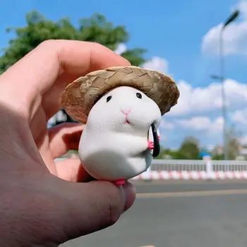 Niedlicher Hamster mit Strohhut Auto Ornament, Auto Dekoration Auto Interieur Armaturen brett Zubehör