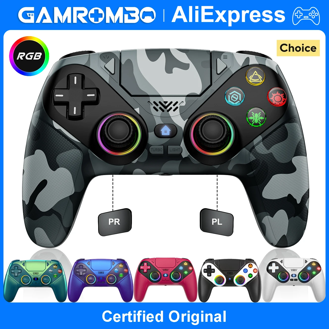 Controller für Playstation 5 PS5/PS5 Pro/Slim/PC, RGB