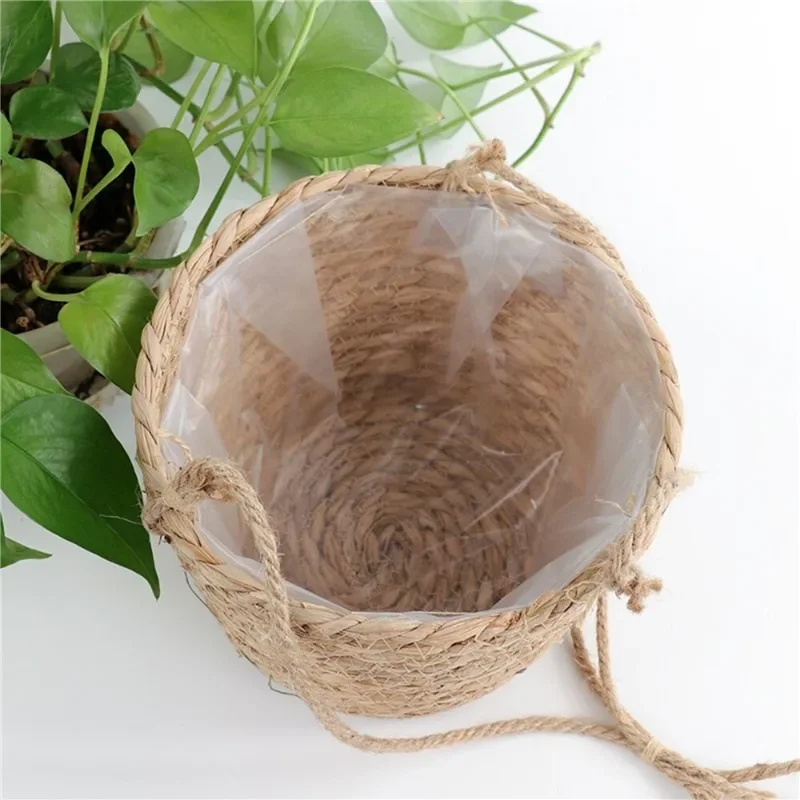 Garten Hängen Pflanzer Makramee Pflanzen Lagerung Korb Jute – Bild 2