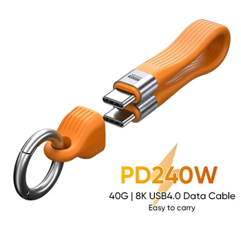 USB-C zu Typ-C 240W USB4.0 40Gbps Kabel Schlüsselanhänger PD3.1 5A 8K@60Hz Datenkabel für TV Laptop Tablet