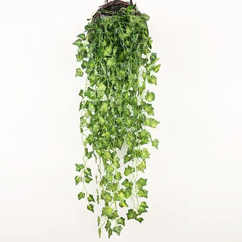 90 cm künstliche grüne Pflanzen zum Aufhängen, Efeublätter, Rettich, Algen, Traube, künstliche Blumen, Ranke