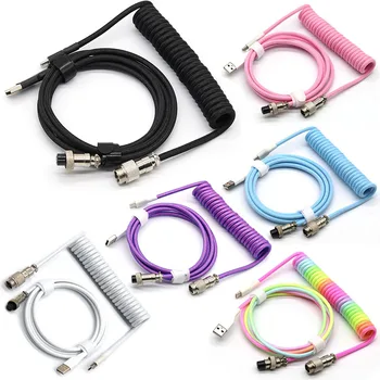 USB Typ C Mechanische Tastatur Spiralkabel Hardware Linker USB GX16 Luftfahrt Mechanisches Kabel Spirale