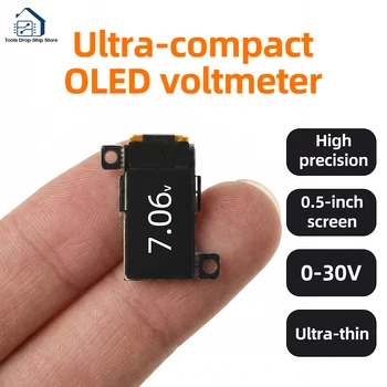 Ultradünnes Mini-OLED-Digital-Voltmeter DC 0-30 V, 0,5 Zoll OLED-Display, 12-Bit-ADC, hochpräzises