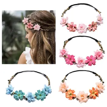 Braut Blume Krone Haarband Seil Hochzeit Blumen Stirnband Girlande Mädchen Kranz elastische Haarschmuck Party