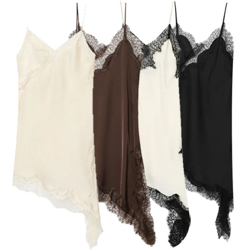 HXAO Damenkleider, Spitze, asymmetrisches Slip-Kleid, Sommer – Bild 2
