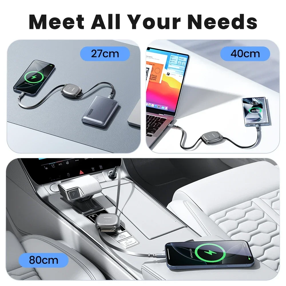 Toocki 100W Typ-C Einziehbares Kabel für iPhone 16 15 Pro Max – Bild 5