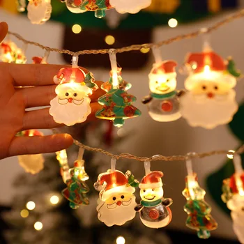 2024 Weihnachtsbeleuchtung, Lichterkette, Weihnachtsmann, Schneemann, batteriebetriebene Girlande, LED