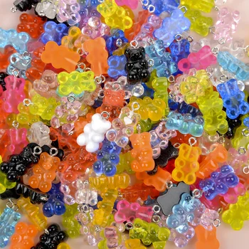 Bunter Süßigkeiten-Teddybär-Gummie-Schmuck, DIY-Anhänger, niedliche Ohrring-Halskette, kreative (20 Stück)