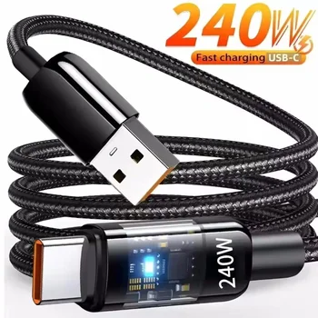 240W Nylon-Kabel USB Typ C Superschnelles Ladekabel für Samsung Xiaomi Huawei Honor LED Digital Display