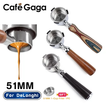 Kaffee Boden Siebträger 51mm Nackt Für Delonghi EC680 EC685 EC200 Filter Korb Espresso Maschine Zubehör