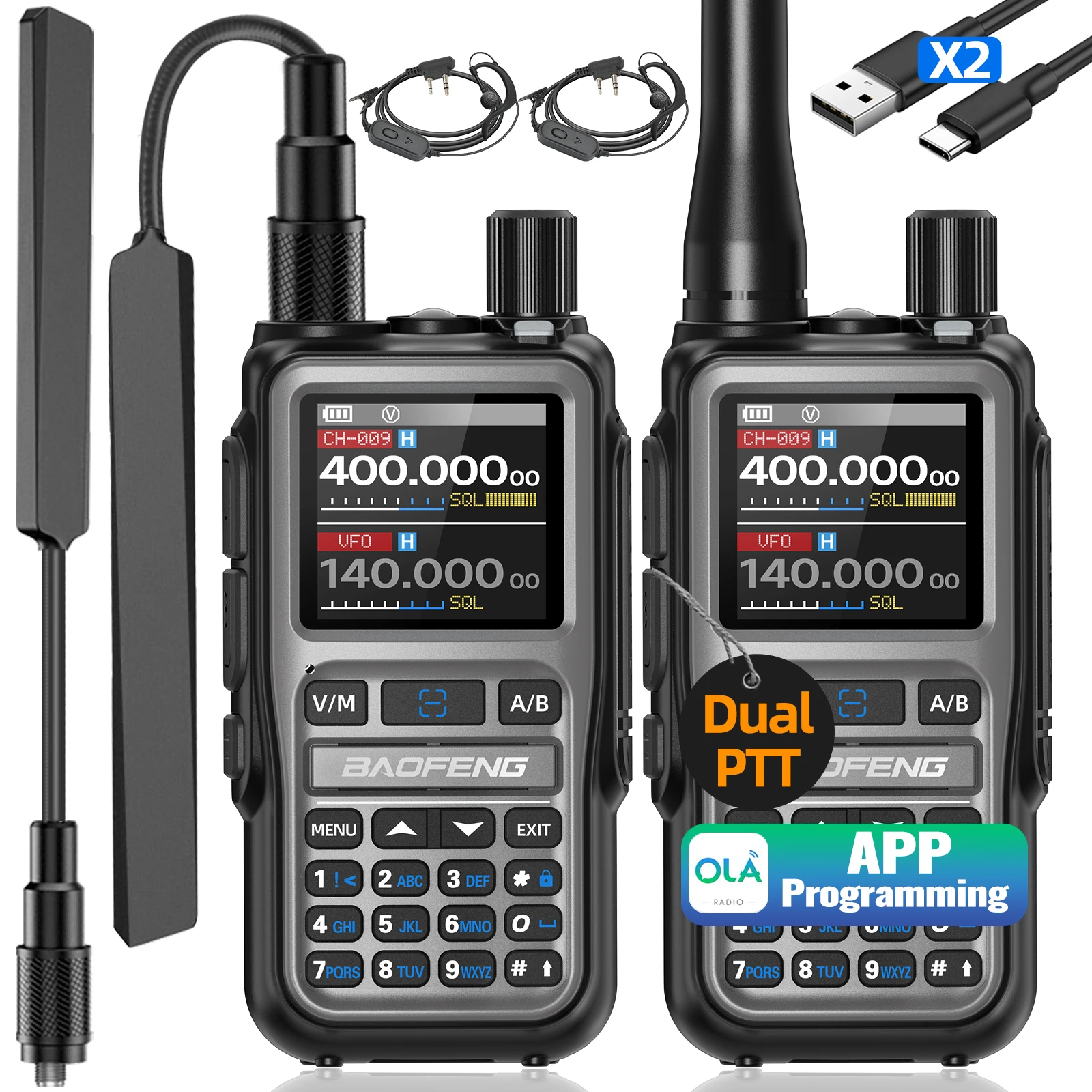 BAOFENG UV-5R Mini Walkie Talkie AM FM Multi Band Bluetooth