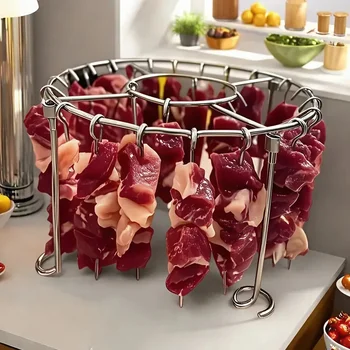 Heißluftfritteusen-Grill-Set: Vertikalgrill aus 304 Stahl + 24 Spieße. Grill-Kabobs gleichmäßig