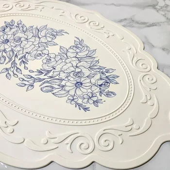 Silikon-Tischset mit Retro-Muster, florales Platzset für Esstisch, Küche, Kaffeetisch, Geschirrschutz