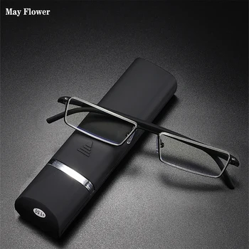 Mai Blume TR90 Presbyopie Brille Mann Blau Licht Lesebrille Männer Metall Quadratische Gläser Für Anblick Plus
