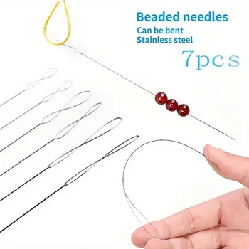 Edelstahl Perlen Nadeln Magische Feine Perlen DIY Schmuck Machen Werkzeuge Handwerk Perlen Zubehör (7 Stück)