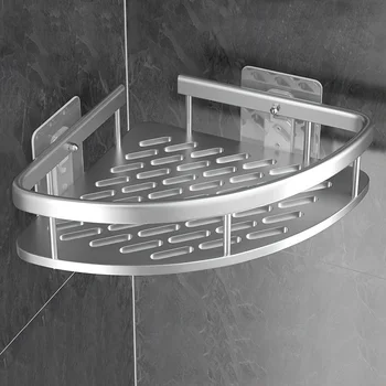 Robuste Duschablage aus Metall, wandmontierte Eckablage für Badezimmeraufbewahrung, Organizer