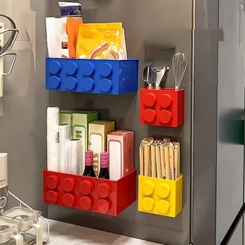 Magnetische Lagerung Box Kühlschrank Eingang Tür Regal Organizer Baustein Wand Rack-Home Küche Decor Halter