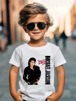 Michael Jackson Rock N Roll T-Shirt für Kinder, modisches Rundhals-Top für Kinder, Sommer-Freizeitkleidung