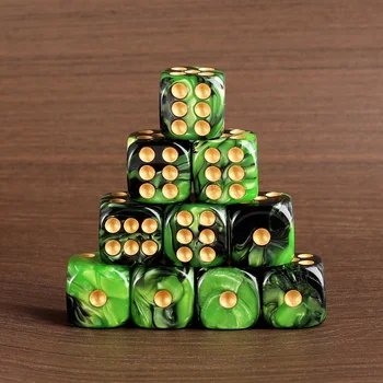 16 mm zweifarbiges D6-Würfelset - 6-seitige Acryl-Spielwürfel für RPG, Brettspiele, Party und Club (10 Stück)