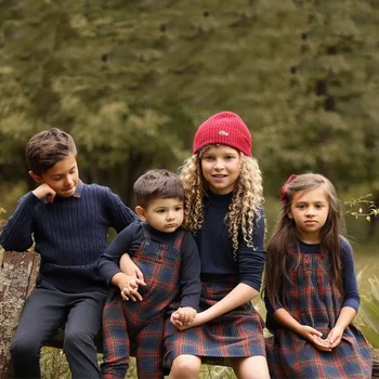 Ali Co AW26 Karierte Kollektion Kleid Teenager-Rock Strampler Top Familien-Partnerlook Kleidung Outfits