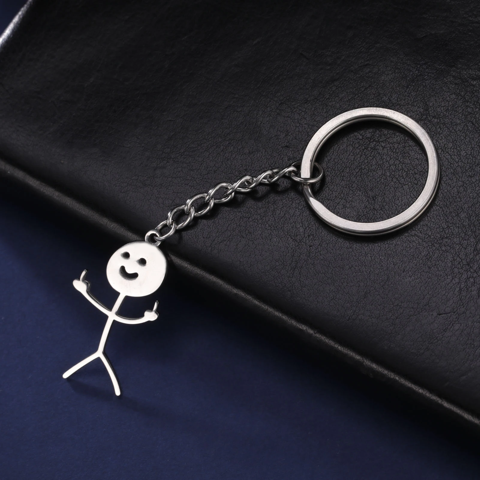 Lustiger Mittelfinger-Stickman-Schlüsselanhänger aus – Bild 4