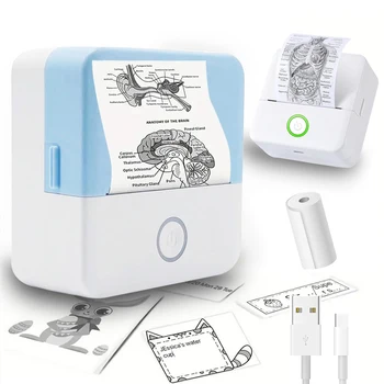 Tragbarer Mini-HD-Thermodrucker mit Etikett, Ausdauer-Bluetooth-Drucker für Studentenfehler, Titel, Hinweis