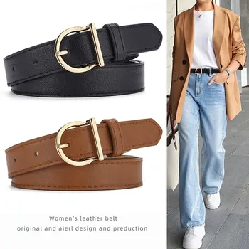 Damengürtel, modisch, Dornschließe-Gürtel, echter Luxus, weicher PU-Ledergürtel, Damenpaar mit Hosen, Jeans