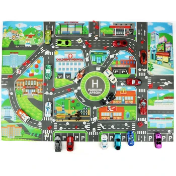 Straßenmatte 130*100cm Kinder-Verkehrskarte 83*58cm Lernspielzeug Bodenspiel Krabbelteppich für Matten