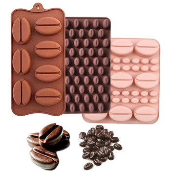 3D Kaffeebohnen Schokolade Form Süßigkeiten Gummibärchen Eiswürfel Tablett Kuchen Dekoration Silikon