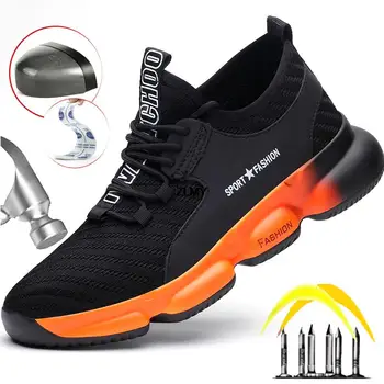Mode Sicherheitsschuhe Männer Atmungsaktive Stahl Kappe Arbeit Schuhe Mann Industrielle Sneaker Pannensichere