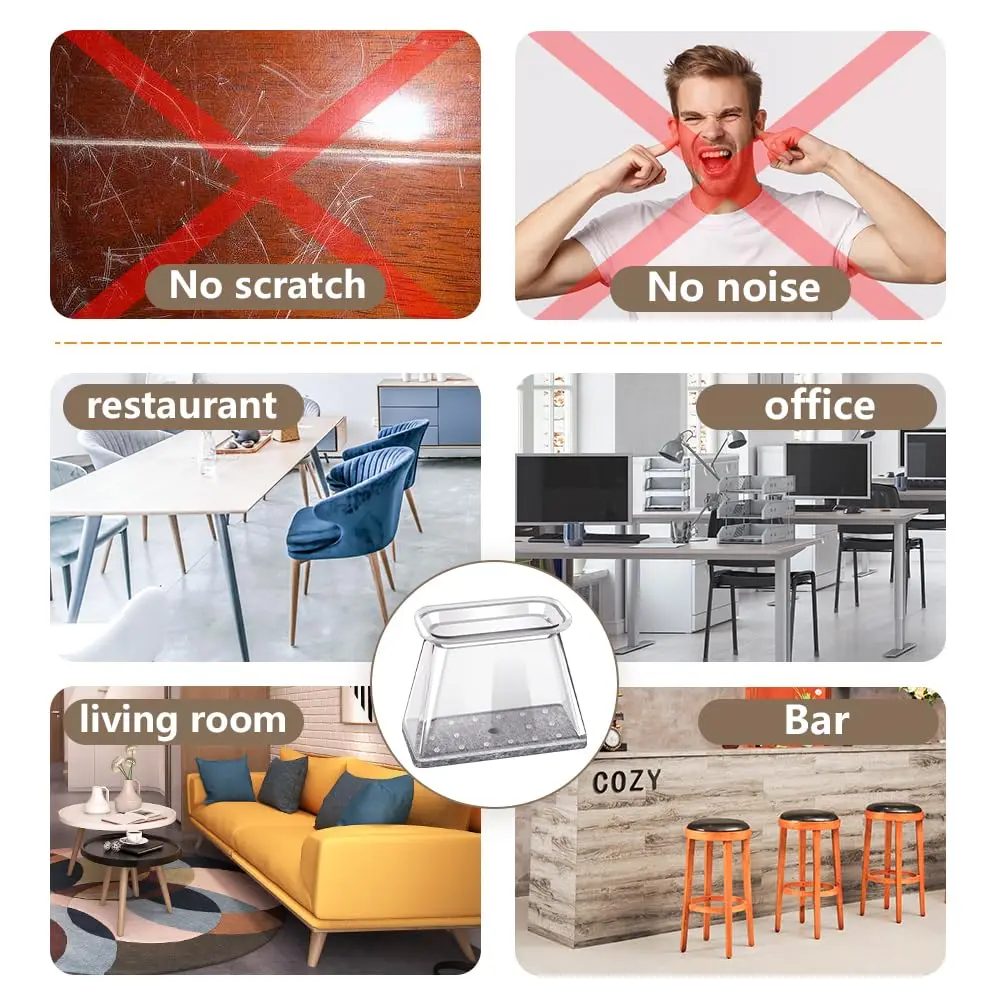 16 Stück Stuhlbein-Bodenschoner, rechteckige Stuhlbeinschoner – Bild 6