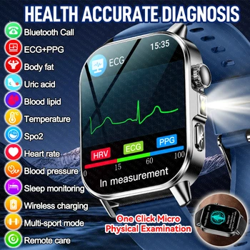 Smartwatch für Männer mit präziser Gesundheitsdiagnose, EKG, Blutdruck, Blutsauerstoff, Blutfett, Harnsäure