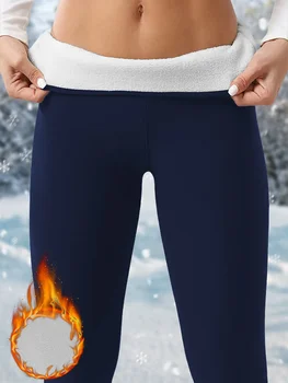 Hoch taillierte, mit Fleece gefütterte Leggings für Damen, dick, weich, Bauchkontrolle, Workout, Laufen, Yoga