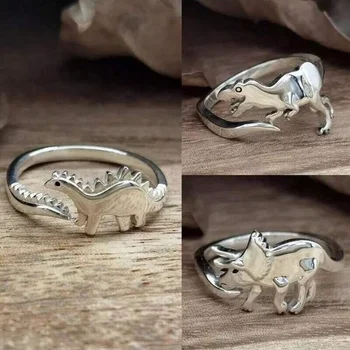 Verstellbarer Dinosaurier-Ring im Retro-Stil für Damen - Einzigartiges Jurassic-Design, schlichter und dennoch