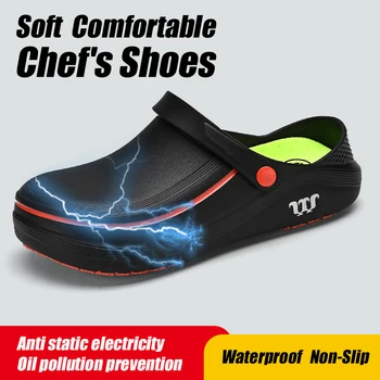 Männer Sandalen Garten Clogs Wasserdichte Anti-Rutsch Öl-Beständig Chef Schuhe Bequeme Hausschuhe Frauen