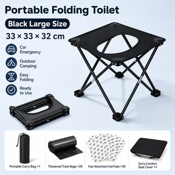 Tragbare Klappbare Auto-Toilette für Outdoor-Camping, Reisen und Notfälle, Leichter Faltbarer Sitz
