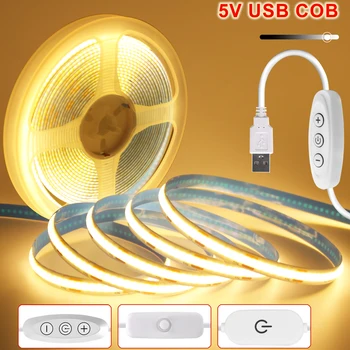 Dimm bares Cob LED-Streifen licht 5V USB flexibles LED-Band mit Ein-Aus-Schalter 120leds lineare Beleuchtung