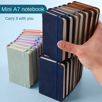 Mini-Buch, A7, kleines Notizbuch, tragbar, tragbar, Notizblock, kleine Tasche, Hautgefühl, Leder, wasserdicht