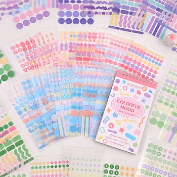 Bunte Stimmungsetikettenaufkleber, Geometrie, Fantasy-Aufkleber für Journaling, DIY, Basteln (3424 Stück)