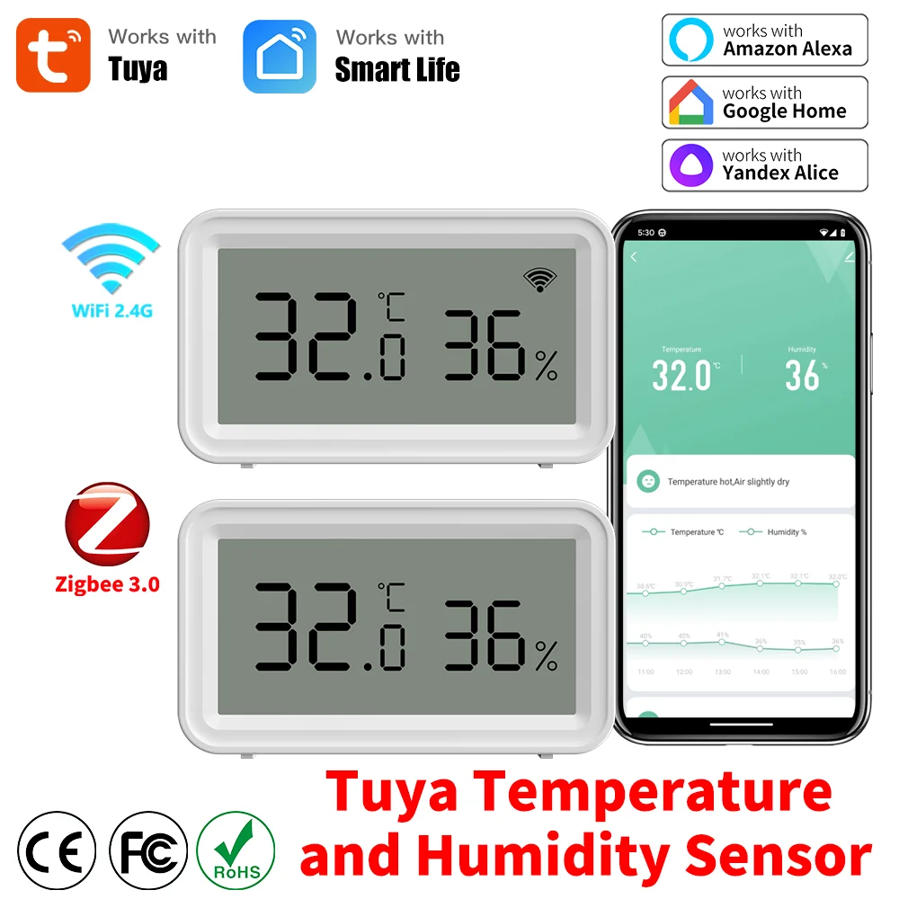 Tuya Wifi/Zigbee Temperatur Feuchtigkeit Sensor Thermometer