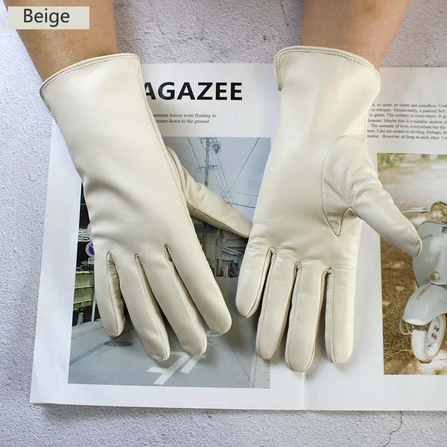 Leder-Schaffell-Handschuhe für Damen, Herbst, warm – Bild 3